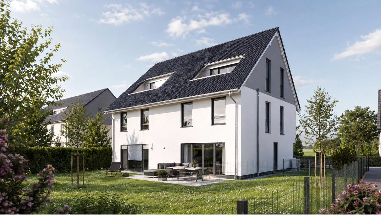 Visualisierung der Gartenseite im Quartier Obstgärten Rheinbach